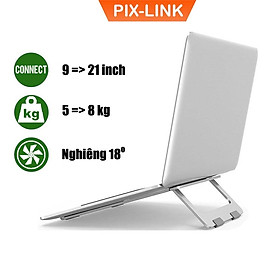 Đế Tản Nhiệt PIX-LINK X5 Chất Liệu Nhôm Nguyên Khối, Siêu Mỏng Nhẹ Dùng Cho Laptop, Macbook 13-15.6 inch Hàng Chính Hãng