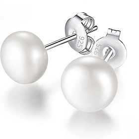 Bông Tai Bạc, Khuyên Tai Bạc 925 Hạt Ngọc Trai Tròn Thanh Lịch Dành Cho Nữ TNC JEWELLERY