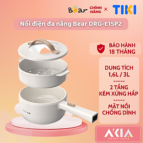 Mua Nồi điện đa năng Bear 1.6L / 3L DRG-P16M2 - 2 tầng kèm xửng hấp  chống dính  2 mức nhiệt độ - Hàng chính hãng