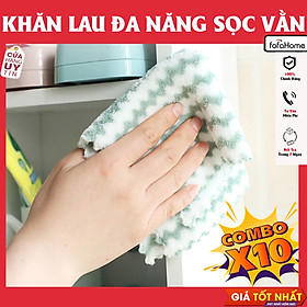 Combo 10 Khăn Lau Bếp Sọc Vằn Thấm Hút Tốt, Không Sổ Lông Rụng Sợi, Khăn Lau Đa Năng Lau Bát, Lau Bếp, Lau Chén
