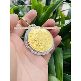 Tết 2023 GIÁ SỐC Móc khóa Đồng Xu Thần Tài Mặt Sau Đồng Xu Hình Cá Chép tặng kèm túi gấm SQTTC000056