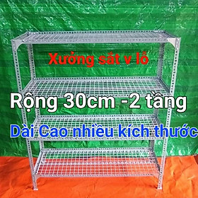 Kệ Sắt V lỗ 2 TẦNG  RỘNG 30CM Kệ vỉ lưới sắt ô vuông,Dài Cao nhiều kích