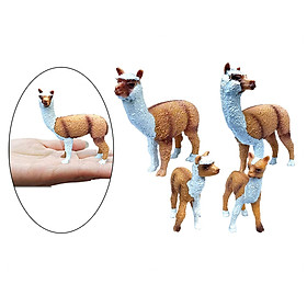 Hình ảnh Farm Zoo Animals Figures Toys Realistic Wild Zoo Animals Alpaca Figurines PVC Animals Playset with Alpaca Mom, Alpaca Daddy and Alpaca babies Set of 4