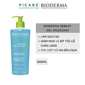 Sữa Rửa Mặt Dạng Gel Hỗ Trợ Ngăn Ngừa Mụn Dành Cho Da Hỗn Hợp Da Dầu Da Mụn Bioderma Sebium Gel Moussant 500ml