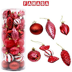 Hộp 30 Trái Châu Trang Trí Giáng Sinh - LK01-L - Màu Đỏ