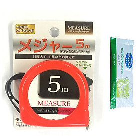 Mua Thước Dây 5m Nội Địa Nhật Bản (Giao Màu Ngẫu Nhiên) + Tặng Gói Trà Sữa Matcha / Cafe Macca 20g