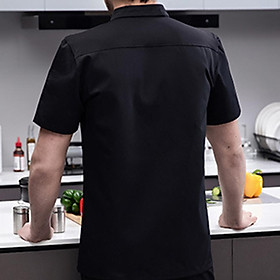 Chef Jacket Short Sleeve Cooking Clothes  Coat for Restaurant - ABlack L