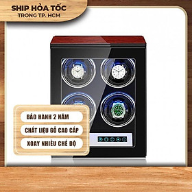 Hộp đựng đồng hồ cơ xoay 4 cái cao cấp có led 0167
