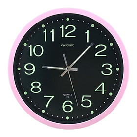 Night Light Wall Clock Non Ticking Silent Easy to Read for Bedroom Office Pink