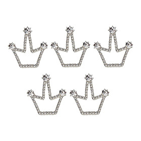 5 Pieces Diamante Crown Crystal Rhinestone Embellishments Buttons Flatback Appliques Decorations for Wedding Phone Case Craft Bag Shoes Hair Accessories