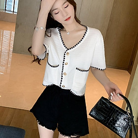 Summer new ladies temperament short woven thin short-sleeved cardigan tide