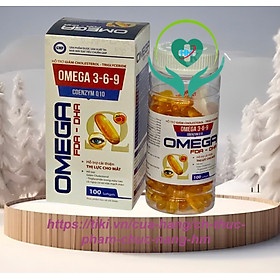 ￼Viên uống dầu cá Omega 369 Coenzym Q10, Vinaphar, hộp 100 viên, cải thiện thị lực, ngừa nguy cơ về tim mạch