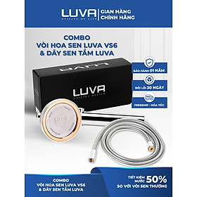 Combo vòi hoa sen Luva VS6 kèm dây sen Luva, dài 1,5m, inox 304 chống xoắn, đường kính bát sen11cm, Bật/Tắt trực tiếp trên vòi sen