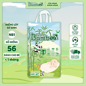 Chính HãngẢnh thật Bỉm Dán Sơ Sinh NB1 dưới 1 tháng - NANO BAMBOO 56 miếng