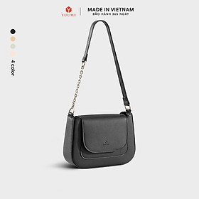 Túi Yuumy ( Thời trang nữ nắp gập bo viền tối giản size 22-  Túi đeo vai da Seasand YN342 ) -  Đen