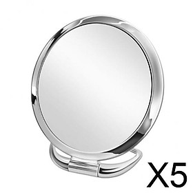 5xPortable Travel Fold Tabletop Mirror Makeup Stand Mirror Sliver Round
