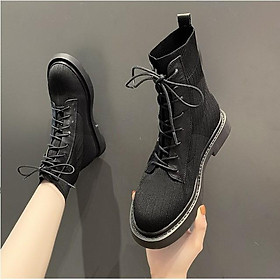 Giày boots nữ cổ cao phong cách Hàn Quốc siêu xinh video thật