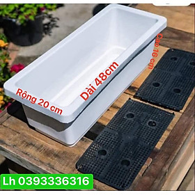 10 Chậu nhựa thông minh trồng rau trồng hoa - nuôi cá hình chữ nhật  kích thước 48x20x16cm