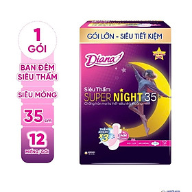 Gói Lớn 12 Miếng | 1 Gói Băng Vệ Sinh Diana Supernight 35cm 12 Miếng/Gói- Date luôn mới
