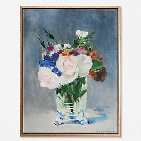 Tranh in canvas trang trí treo tường danh hoạ-Flowers in a crystal vase