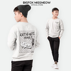 Áo nỉ nam tuổi teen BIGFOX - MISS MEOW thu đông, áo sweater nam dài tay hình vẽ lên tường từ 39-51kg