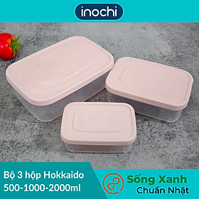 Bộ 3 hộp thực phẩm chữ nhật Hokkaido 500-1000-2000ml - Giao màu ngẫu nhiên