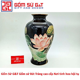 Lọ hoa sen đài vẽ vàng kim Gốm Sứ G&T