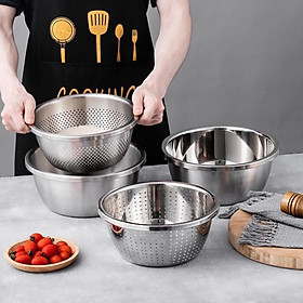 Mua bộ rổ chậu  bộ giá vo gạo cao cấp inox 304% hàng dầy cao cấp các cỡ