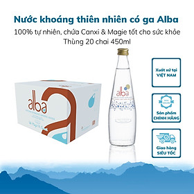 Thùng 20 chai Nước khoáng thiên nhiên ALBA có Gas Glass 450ml 