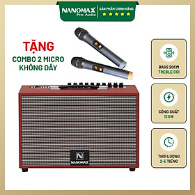 Mua Loa Kéo Karaoke Xách Tay Nanomax K-01 Nâu Đỏ Bass 20cm Công Suất 120w Hàng Chính Hãng