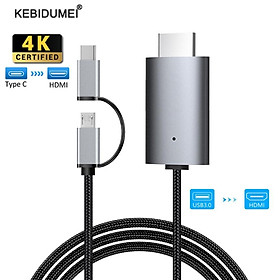 KBT LD39 HD 1080p Điện thoại Type-C USB 3.0 đến thiết bị Android tương thích HDMI để hiển thị máy chiếu TV cho máy tính bảng điện thoại Android sang màu TV: Bạc