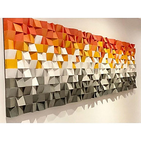 Mua Tranh gỗ trang trí 3D tông màu rực lửa (Wood mosaic) - KÍCH THƯỚC 30x1m