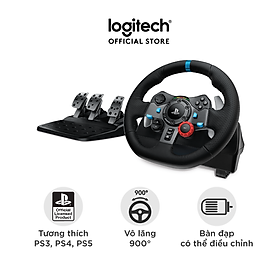 Vô lăng đua xe Logitech G29 Driving Force và bàn đạp thép không gỉ, tay lái bọc da thủ công, phù hợp PS5, PS4, PC, Mac -Hàng chính hãng