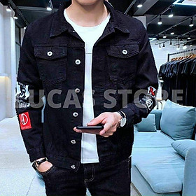 Áo khoác jeans nam mặt trước sau số 8 có 2 màu đen xanh