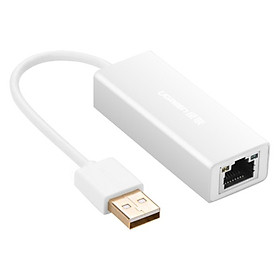 USB 2.0 to LAN, hỗ trợ 10/100Mbps tốc độ internet vỏ hợp kim Ugreen 20257-kẽm bạc Hàng Chính Hãng