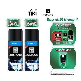 Combo 2 Xịt toàn thân Romano Force tươi mát năng động 150ml