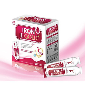 Ống Uống Bổ Máu IRON III GOLD - BỔ Sung Sắt Cho Cơ Thể, Tái Tạo Hồng Cầu, Giảm Nguy Cơ Thiếu Máu Do Thiếu Sắt (Hộp 20 ống x 10ml)