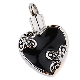 Black  Pendant Cremation Keepsake Urn Memorial Necklace
