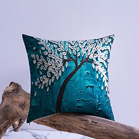Vỏ gối tựa lưng gối sofa in cây hoa 3D