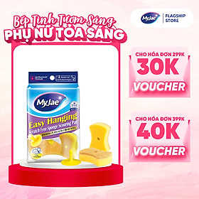 Miếng Bọt Biển Rửa Chén MyJae 2 Mặt, Mút Xốp Rửa Bát Đa Năng Kèm Miếng Nhựa Hít Kê  11.3cm x 7.8cm x 3cm  (2 Miếng/Gói)
