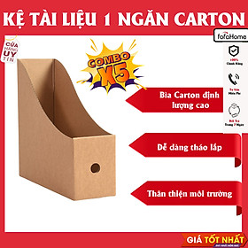 Combo 5 Giá Đỡ Sách Tạp Chí Tài Liệu Để Bàn Bằng Giấy Carton Có Thể Gấp Gọn Kèm Tem Dán Phân Loại