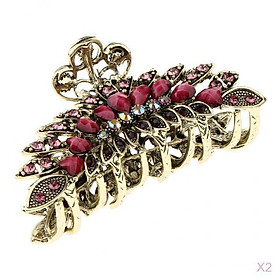 2 Pieces Vintage Rhinestone Hair Claw Metal Hair Clip Flowers Hair Clip Hair Cancer Hair Clip Hair Clip for Women Girls,  Red