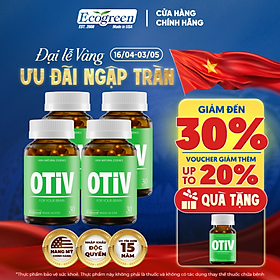 [Tặng Hộp 15v] Combo 4 Hộp 30v - Viên Uống Bổ Não OTIV Ecogreen Giảm Đau Đầu Mất Ngủ, Tăng Trí Nhớ