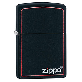 Bật Lửa Zippo Black Matte with Zippo Logo and Border