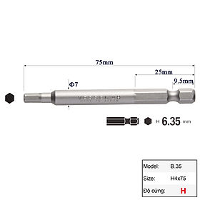 Mũi vặn vít đầu lục giác H4 chuôi lục giác H = 6,35 Vessel