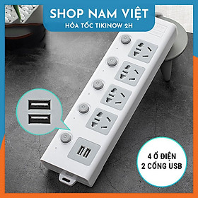 Ổ Cắm Điện Dài VINAVU Kèm Cổng USB Công Tắc Riêng Chịu Tải 2500W, Chống Giật, Chống Cháy