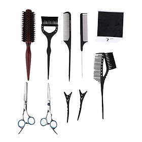 Hair Cutting Scissors and Thinning Shears Set, Professional Barber Haircut Rat Tail Comb Kit Hairdressing Set -10pcs