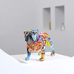 Hand Painted Bulldog Sculpture Dog Figurine Ornament Home Decoration Gift A