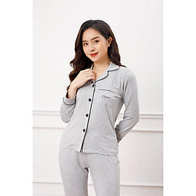 Bộ pyjamas nữ dài tay vải bamboo tự nhiên cao cấp Chou's - màu ghi