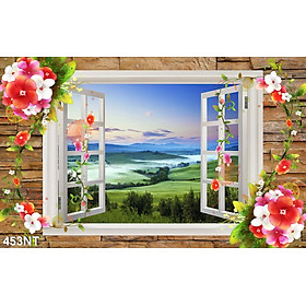 TRANH DÁN TƯỜNG 3D CỬA SỔ PHONG CẢNH ĐẸP 453NT - TRANH DÁN TƯỜNG HÌNH Ô CỬA SỔ NHÌN RA PHONG CẢNH